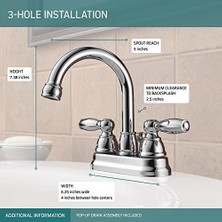 Ala Store Claymore Banyo Bataryası, Krom Banyo Lavabo Bataryası, 2 Kolu Banyo Bataryası, Pop-Up Tahliye Montajı, Krom P299685LF