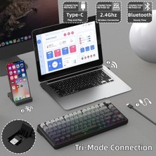 Ala Store Attack Shark X85PRO 75% Kablosuz Mekanik Klavye – Tft Ekran, Gasket Yapı, Rgb Işıklandırma, Hot-Swap, 4000MAH Pil, Bt/2.4g/usb-C Üçlü Bağlantı, Qmk Desteği – Moonlit