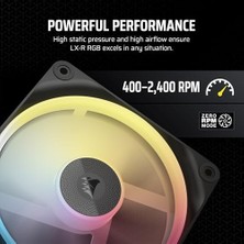 Ala Store Corsaır Icue Link LX120-R Rgb 120MM Pwm Ters Fanlar - Üçlü Fan Kiti - Düşük Gürültülü, Corsaır Manyetik Kubbe Rulman, Çift Işık Döngüsü, Corsaır Quikturn Vidaları, Sıfır Rpm Modu - Siyah
