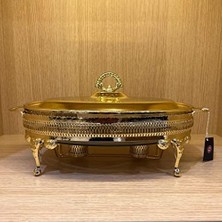 Ala Store Anne Altın Kaplama Isıtıcılı Oval Yemek Servis 41 x 26.5 cm