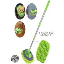 Ala Store Mikrofiber Araba Yıkama Fırçası, Uzun Saplı Teleskopik, Oto Mop, Yedek Mop Hediyeli, Yeşil