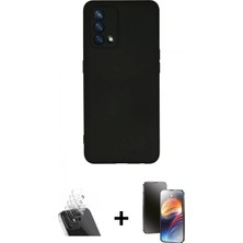 İlk El Grup Pilelistore™ Oppo A74 4g Kılıf Ahenk Serisi - Siyah 3D Antistatik Mat Seramik Nano Ekran Koruyucu + Kamera Lens Koruma Cam - Sf