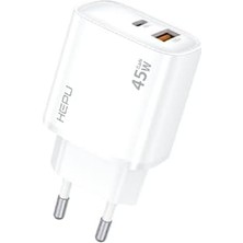 Ala Store HP-C31 45 Watt Gan Şarj Adaptörü 2-Port Charger Hızlı Şarj Adaptörü Type C Kablo Dual-Port Charger Qc 3.0