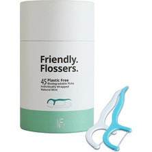 Ala Store The Natural Co. Friendly Flossers, Kişiye Özel Sarılmış Palet Kürdanı, Dişler Arasında Kolayca Geçer, Plastik Içermeyen Ambalaj ve %100 Vegan Doğal Nane Aroması, 45'li Paket