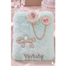Vavbaby Lüks Taşlı Bebek Emzik ve Maşallah Yazılı Nazar Iğnesi Seti Pembe-Beyaz