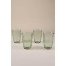 Ala Store Splendid Premium Meşrubat Bardağı Serisi - Yeşil Kristal Cam - 4 Parça 395CC Kapasiteli - El Işçiliği Detaylar - Soğuk Içecek Servisi