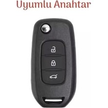 Ala Store Autohan Keys Megane 4 Joy, Clio 5, Captur, Taliant Için 3 Butonlu Anahtar Kılıfı, Siyah-Gümüş