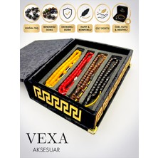 Vexa Aksesuar El Yapımı Sıkma Kehribar Tesbih Seti Özel Kadife Kutulu Hediyelik Koleksiyonluk Tesbih