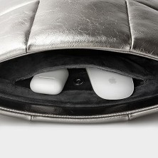 Ala Store Comfyable Dizüstü Bilgisayar Kılıfı 13 Inç 14 Inç, Kadınlar Için Puffer Laptop Taşıma Çantası, MacBook Air M3 2024 M2 M1 ile Uyumlu Yastık Kılıfı, MacBook Pro 13'ü 14 Inç, Pu Deri Kapak, Gümüş