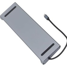 Ala Store Usb-C 12IN1 Hub Çoklayıcı Adaptör MacBook ile Uyumlu Çift HDMI VGA Ethernet USB 3.0 Sd Tf Kart Okuyucu Pd Şarj Station