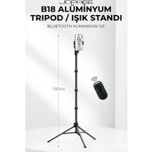 Ala Store Bluetooth Kumandalı Alüminyum Işık Standı 180 cm Telefon Tutucu Stand Yüksek Açı Çekim Canlı Yayın Selfie Video Ring Light Uyumlu Katlanabilir Profesyonel Çekim Ayağı | B18