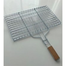 Cekar Store Mobilreyon Izgara 26X37 Cm, Ağaç Saplı Tel Izgara, Kamp Mangal, Et - Balık - Tavuk Kanat