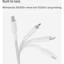 Ala Store Boost Charge Örgülü Usb-C, Hızlı Şarj Cihazı, Usb-C Şarj Kablosu, 16, 15, Galaxy S24, S23,, Ipad, Macbook, ve Daha Fazlası Için, 1 Metre, 2'li Paket, Beyaz