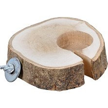 Ala Store Ahşap Doğal Ağaç Kuş Tüneği Yemlikli Kütük Tünek Çap 9-11 cm