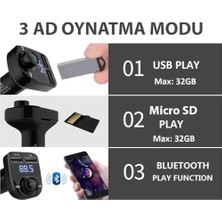 Ala Store Otomatik Frekans Tanımalı Parazit Yok Fm Radyo Transmitter 3.1A Hızlı Şarj Micro Sd Bluetooth Mp3 Çalar Çakmaklık
