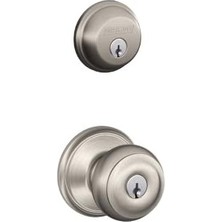 Ala Store FB50 N V Geo 619 G60 Tek Silindir Deadbolt And F51 Kablo Entry Georgian Knob Kablo Alike, Saten Nikel Finish