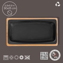 Ala Store Döküm Servis Tabağı, 30X15 cm Ahşap Altlı - Lv As 172