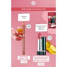 Yves Rocher Saten Dudak Duo Makyaj Seti-Dudak Kalemi -Pembe & Saten Ruj- Nude Gül Kurusu