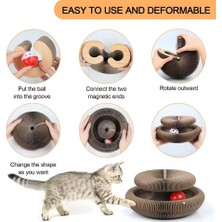 Ala Store Akordiyon Kedi Tırmalama Oyuncağı, Çıngıraklı Zilli Top ve Kedi Nanesi Hediyeli Tırmalama Panosu