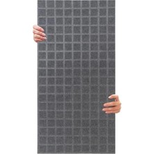 Gri Renkli 45X90 cm Kare Desenli Keçe Panel, 2 Adet