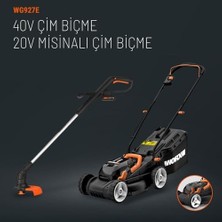 Ala Store Worx WG927E 40VOLT 2.0AH. Li-Ion 34CM Profesyonel Şarjlı Çim Biçme + WG157E.9 20VOLT 25CM Misinalı Çim ve Kenar Kesme