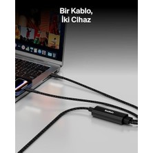 Ala Store Boostcharge Pro 2’si 1 Arada 140 W Usb-C - Usb-C Şarj Kablosu, Örgülü Çift Şarj Kablosu, Akıllı Güç Paylaşımı ile Hızlı Şarj, Macbook,, Ipad,, ve Daha Fazlası Için, Siyah