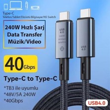 Ala Store 40GBPS 240W 4.0 Thunderbolt Type-C To Type-C Şarj, Data ve 8k 60Hz Görüntü Aktarım Kablosu Tip C 2 Metre CZ855
