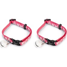 Ala Store Kedi Boyun Tasması, Zilli, Pembe, 20-30CM (2 Paketi)