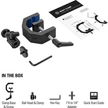 Ala Store Ağır Kelepçe - Top Başlı ve 4 x 1/4 Inç Delikli Profesyonel Montaj, Ultra Güvenli ve Dayanıklı, Masalara, Raflara, Direklere Montaj, Kameralar, Işıklar, Flaş ve Daha Fazlası Için Mükemmel