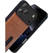 Ala Store - 17 Pro Max ile Uyumlu "17 Max" Sara Kartlıklı Telefon Kılıfı Lüx Deri Kaplama Arka Kapak - Taba - Taba
