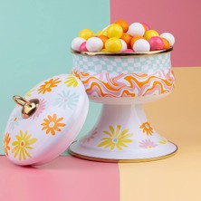 Ala Store Emaylab Retro Hippi 14 x 13 cm Dekoratif Kapaklı Şekerlik, Çikolata Sunumu, Çerezlik