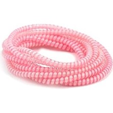 Ala Store Şarj Aleti Kablosu Kablo Kordon Koruyucu Spiral Sarma Kılıf Koruma Afterglow Pembe 140CM