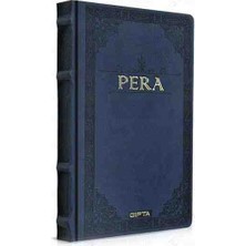 Gıpta Pera Yaldızlı Deri Kapaklı Özel Ciltli Defter - 17X24 cm 160 Yp Çizgisiz Ajanda Mavi Lacivert