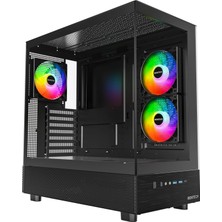 Ala Store Montech Xr, Atx Mid-Tower Pc Oyun Kasası, 3 x 120MM Argb Pwm Fanlar Önceden Yüklenmiş, Tam Görünüm Çift Temperli Cam Panel, Ahşap Tahıl Tasarım G/ç Arabirimi, 4090 Gpu'ları Destekleyin, 360MM Radyatör