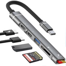 Ala Store Çoklu Lightning + USB C - USB Adaptörü 5'i 1 Arada USB Otg Adaptörü, USB 3.0 Hub ile Sd/tf Kart Okuyucu/pd Hızlı Şarj 14/13/12, Çoğu C Tipi Telefon, iPad Pro, Dizüstü Bilgisayarlara Uyumlu