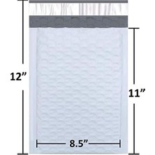 Ala Store #2 Poly Bubble Mailers 20,5 x 30,5 cm Dolgulu Zarf Postası Su Geçirmez 50'li Paket (PBM8512-50), Beyaz