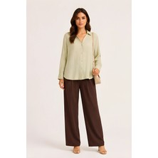 Lili Woman Kadın Relax Fit Sırt Pile Detaylı Oversize Gömlek E.8002