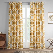 Ala Store Price Drapes PRTW-D23C-120 Baskılı Pamuklu Perde (1 Panel), 50 x 120, Mekke Altın