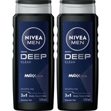 Ala Store Men Erkek Deep Dimension Duş Jeli 500 Ml,derinlemesine Temizlik,bakımlı Cilt,vücut,yüz ve Saç Için,ferah Koku,aktif Karbon (2 Paketi)