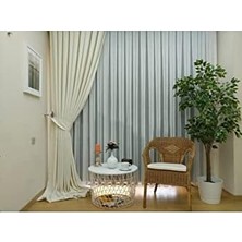 Ala Store Ekru Düz Renk Fon Perde, Pilesiz Düz Dikim, Tek Kanat 70 x 270 cm