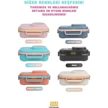 Ala Store Bento 1100ML Lunchbox Tek Katlı 3 Bölmeli Kaseli Çelik Sefer Tası Yemek Kutusu (Açık Pembe-Sarı)