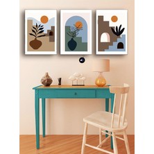 Ala Store (PSTER149) Yaz Güneşinde Saksı Üçlü Kanvas Tablo Seti, Premium 3'lü Canvas, 3 Parçalı Duvar Tablosu 50 x 70