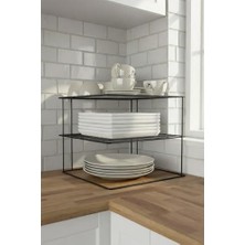 Ala Store 3 Katlı Tabaklık Dolap Içi Düzenleyici Organizer Tezgah Banyo Tabak Bardak Düzenleme, Siyah
