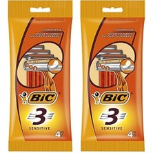 Ala Store Bıc 3 Sensitive Erkek Tıraş Bıçağı 4'lü Poşet (1 x 4 Adet), 3 Bıçaklı, Aloe ile Zenginleştirilmiş Kayganlaştırıcı Jel Şerit 2li Paket