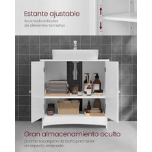 Ala Store Vasagle 2 Kapılı Lavabo Dolabı, Banyo Dolabı, Ayarlanabilir Raflar, Bol Depolama Alanı, 60 x 30 x 60 Cm, Beyaz BBC01WT