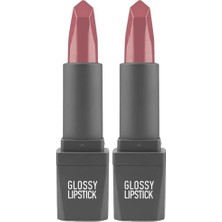 Ala Store Uzun Süre Kalıcı Yoğun Renk Veren Nemlendirici Parlak Ruj - Glossy Lipstick 312 Rose (2 Paketi)