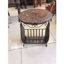 Ala Store Eskitme Ahşap Ferforje Sehpa Gazetelik