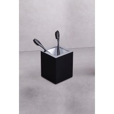 Ala Store Tezgah Üstü Mat Siyah-Krom Diş Fırçalığı 80X80 mm
