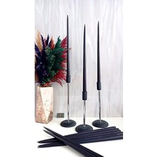 Ala Store (6 Adet x 35CM) Konik Mum Şamdan Mumu Doğal Petek Bal Mumu Mum Siyah Dekoratif Beeswax Candle