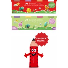 Faber-Castell Faber Castell 4X100 gr Klasik Renkler Oyun HAMURU&4X100 gr Pastel Renkler Oyun Hamuru 2'li Set,  Ip Askı Çanta Hediye